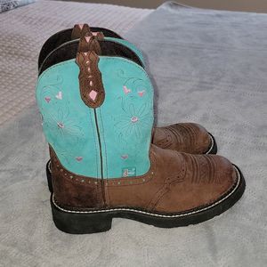 Justin Ladies Gypsy Casual Boot w Walnut Blazer Cowhide Foot - Round Toe Sz 6.5